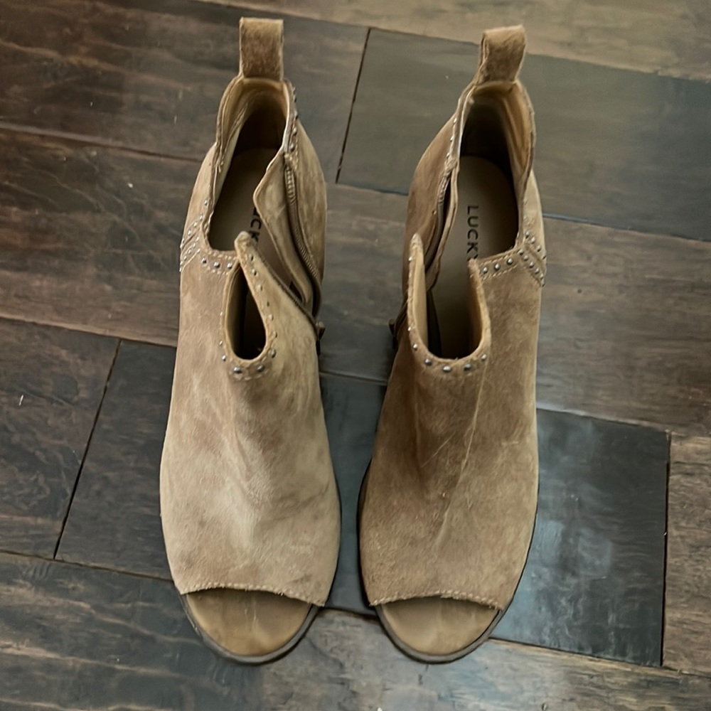 Lucky Brand Western Peep Toe Booties